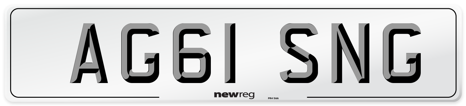 AG61 SNG Number Plate from New Reg